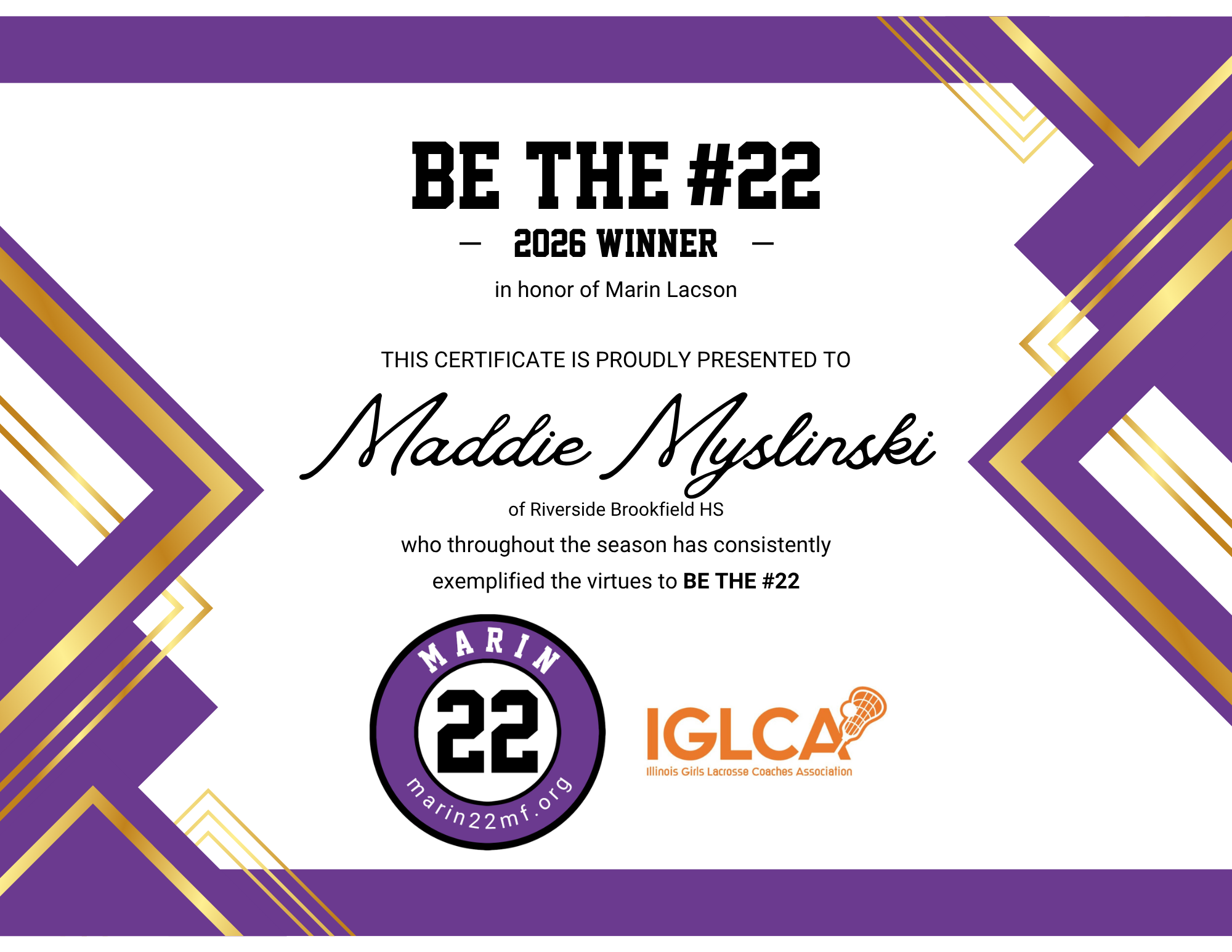 2026 IGLCA “Be the #22” Winner